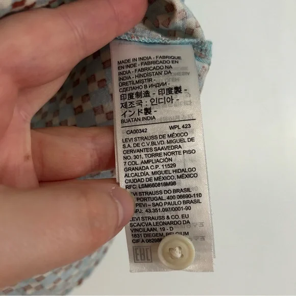 Levis Camp Shirt Womens Medium Checkered Print Linen Cotton Blend - Picture 5 of 7